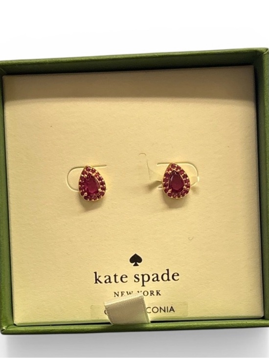 kate spade Jewelry - kate spade Gold-Trim Pink Teardrop Crystal Stud Earrings